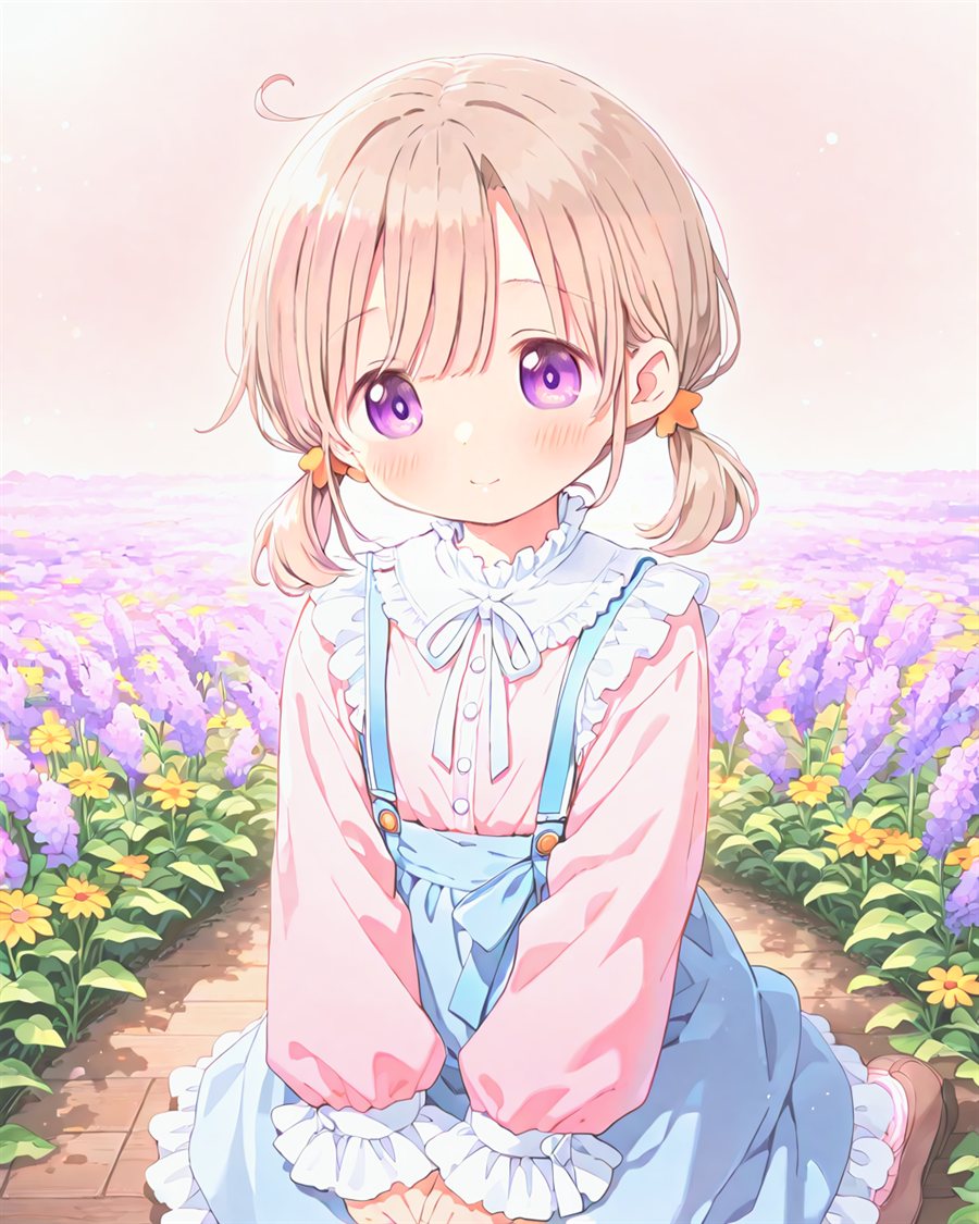 咲希（さき）— ラベンダーの小道で微笑むイラスト